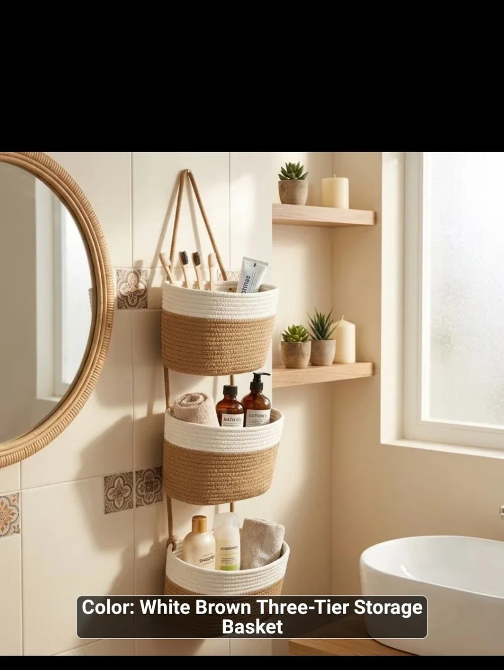 New Woven Hanging 3-Tier Basket Organizer #1631-1004